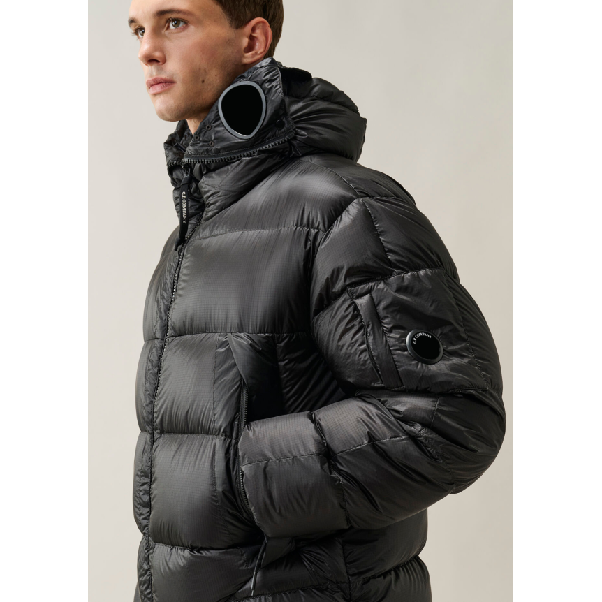 CP COMPANY Doudoune zippée à capuche lentille nylon DD Shell noir