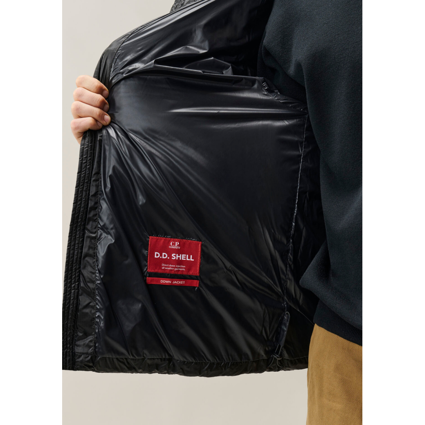 CP COMPANY Doudoune zippée à capuche lentille nylon DD Shell noir