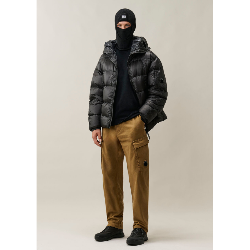 CP COMPANY Doudoune zippée à capuche lentille nylon DD Shell noir