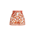 Short coton viscose lin blanc motif Majolica orange