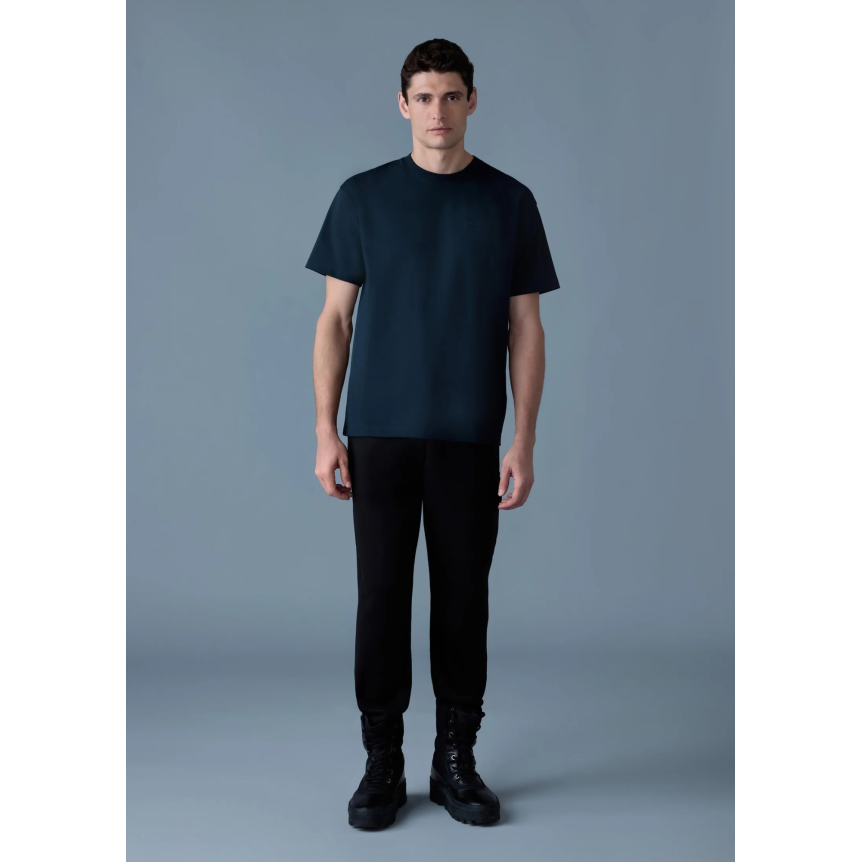 T-shirt col rond MACKAGE Tee-R coton bio bleu marine logo gomme