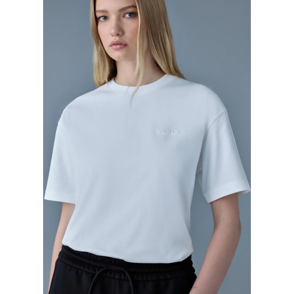 T-shirt col rond MACKAGE Tee-R coton bio blanc logo gomme