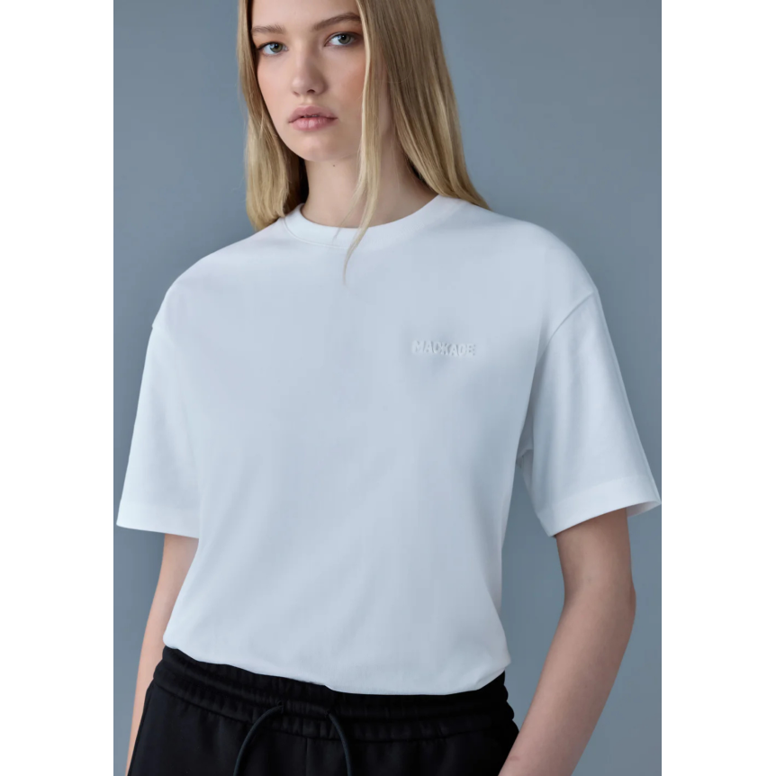 T-shirt col rond MACKAGE Tee-R coton bio blanc logo gomme