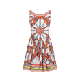 Robe mini évasée en popeline de coton blanc à imprimé Carretto ruban dos