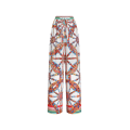 Pantalon large en popeline de coton blanc à imprimé Carretto