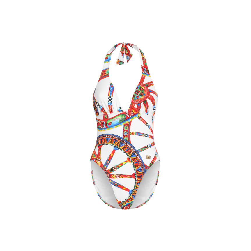 Maillot de bain une pièce DOLCE & GABBANA  blanc à imprimé Carretto