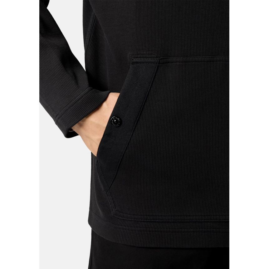 Sweat-shirt à capuche zippé STONE ISLAND en interlock de coton biologique noir