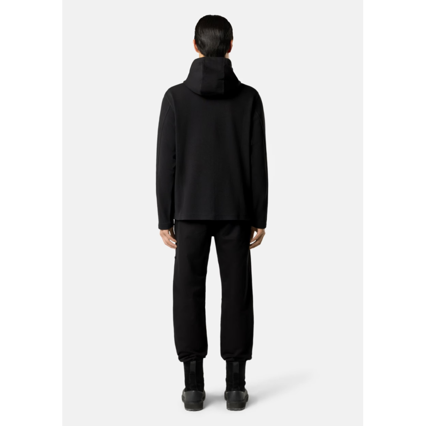 Sweat-shirt à capuche zippé STONE ISLAND en interlock de coton biologique noir