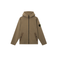 Sweat-shirt à capuche zippé en interlock de coton biologique kaki