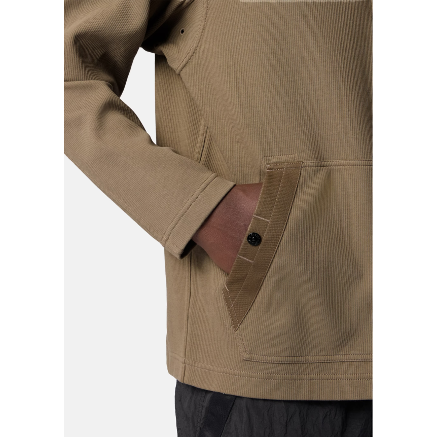 Sweat-shirt à capuche zippé STONE ISLAND en interlock de coton biologique kaki