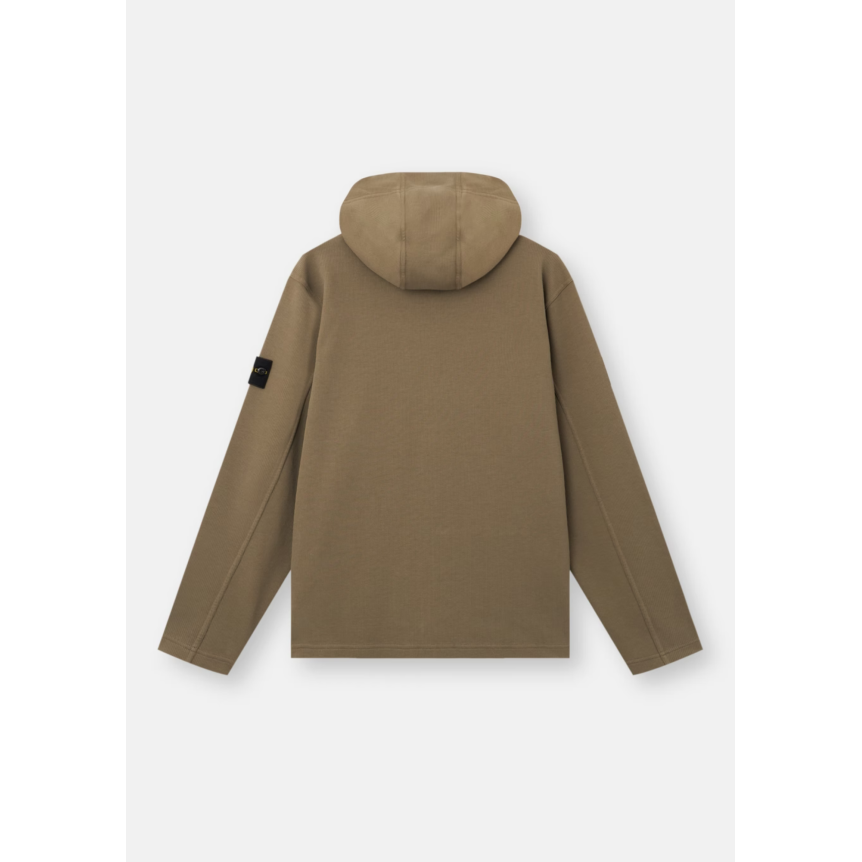 Sweat-shirt à capuche zippé STONE ISLAND en interlock de coton biologique kaki