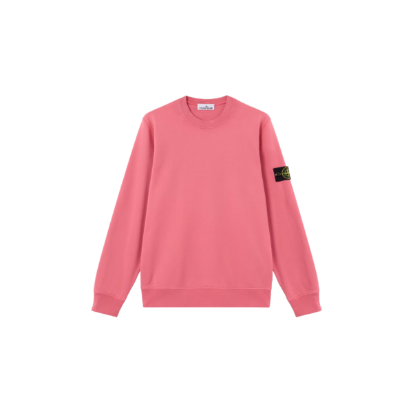 Sweat-shirt STONE ISLAND ras-du-cou en molleton de coton bio rose géranium manche raglan