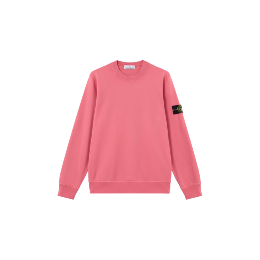 Sweat-shirt STONE ISLAND ras-du-cou en molleton de coton bio rose géranium manche raglan