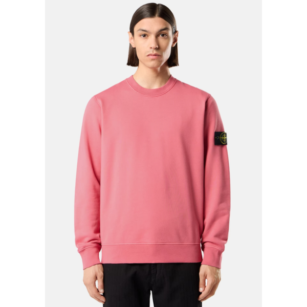 Sweat-shirt STONE ISLAND ras-du-cou en molleton de coton bio rose géranium manche raglan
