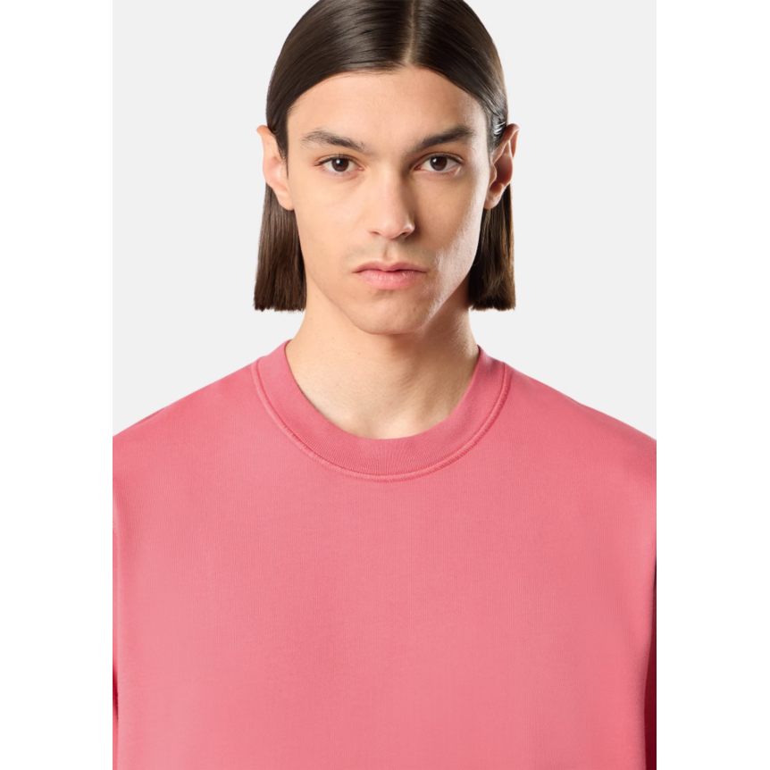 Sweat-shirt STONE ISLAND ras-du-cou en molleton de coton bio rose géranium manche raglan