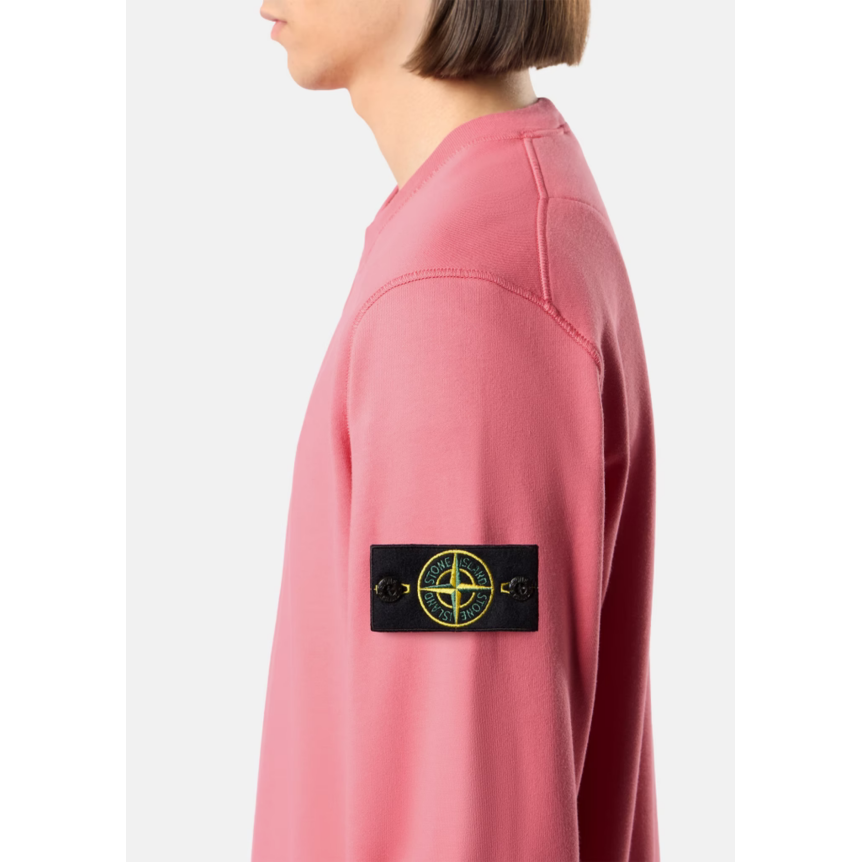 Sweat-shirt STONE ISLAND ras-du-cou en molleton de coton bio rose géranium manche raglan