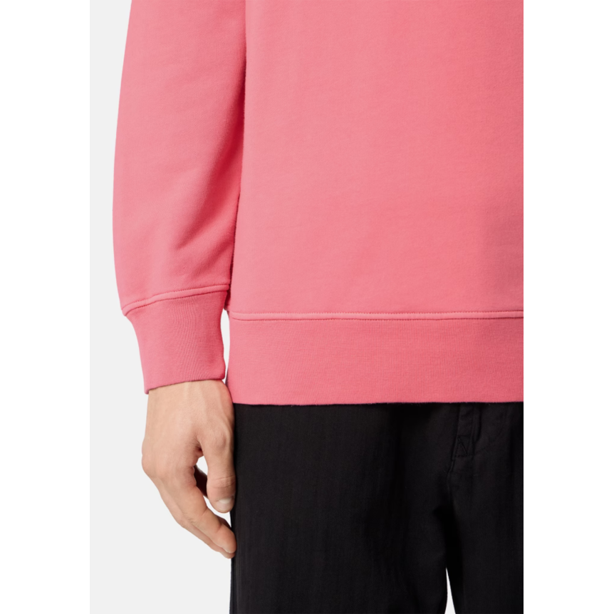 Sweat-shirt STONE ISLAND ras-du-cou en molleton de coton bio rose géranium manche raglan