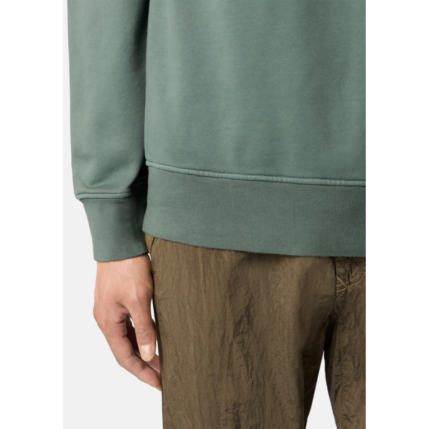 Sweat-shirt ras-du-cou STONE ISLAND en molleton de coton bio vert océan manche raglan