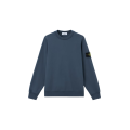 Sweat-shirt ras-du-cou en molleton de coton bio bleu ardoise manche raglan