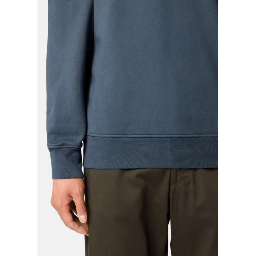 Sweat-shirt ras-du-cou STONE ISLAND en molleton de coton bio bleu jeans manche raglan