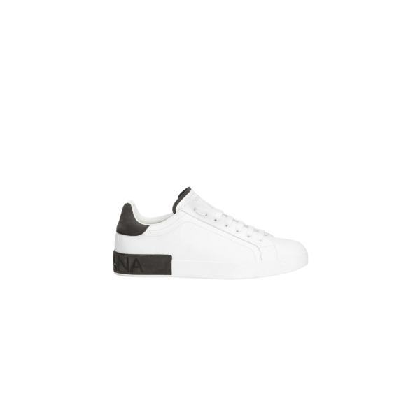 Baskets DOLCE & GABBANA Portofino Light cuir veau blanc talon DG noir