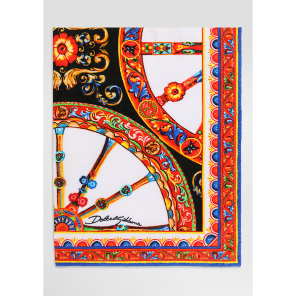 Serviette de plage DOLCE & GABBANA en coton éponge à imprimé Carretto