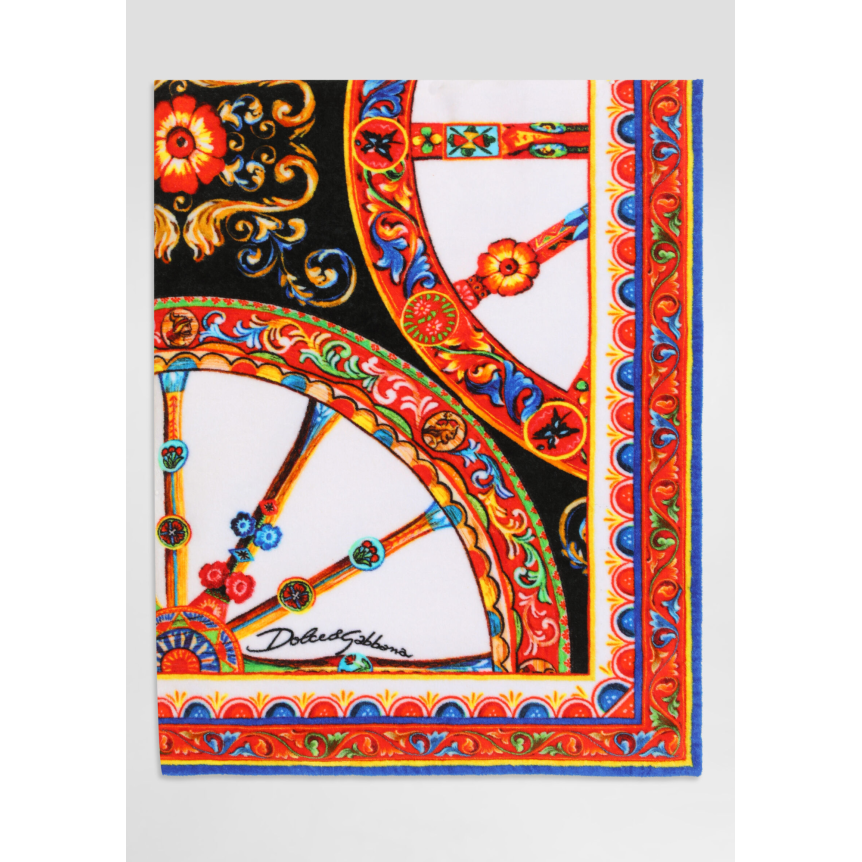 Serviette de plage DOLCE & GABBANA en coton éponge à imprimé Carretto