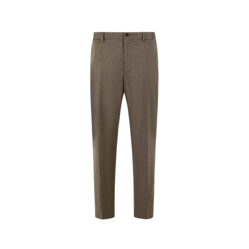 Pantalon DOLCE & GABBANA flanelle laine vierge beige grisé dos taille élastique