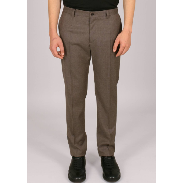 Pantalon DOLCE & GABBANA flanelle laine vierge beige grisé dos taille élastique