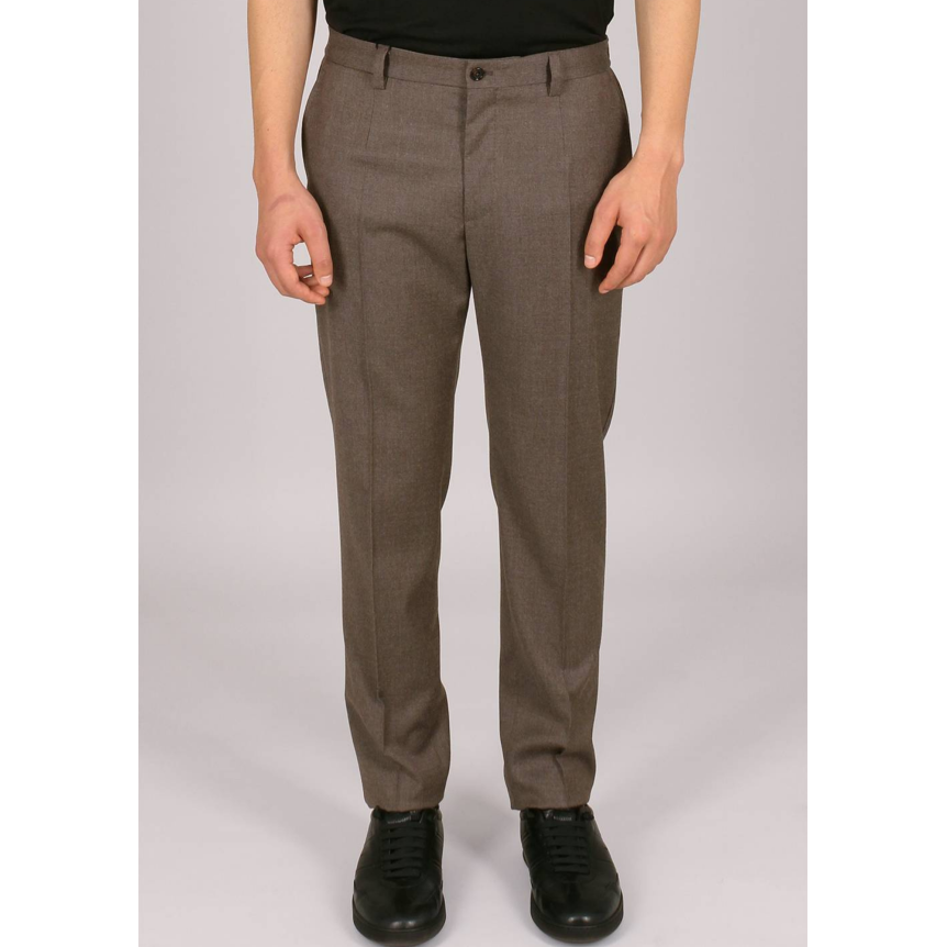 Pantalon DOLCE & GABBANA flanelle laine vierge beige grisé dos taille élastique