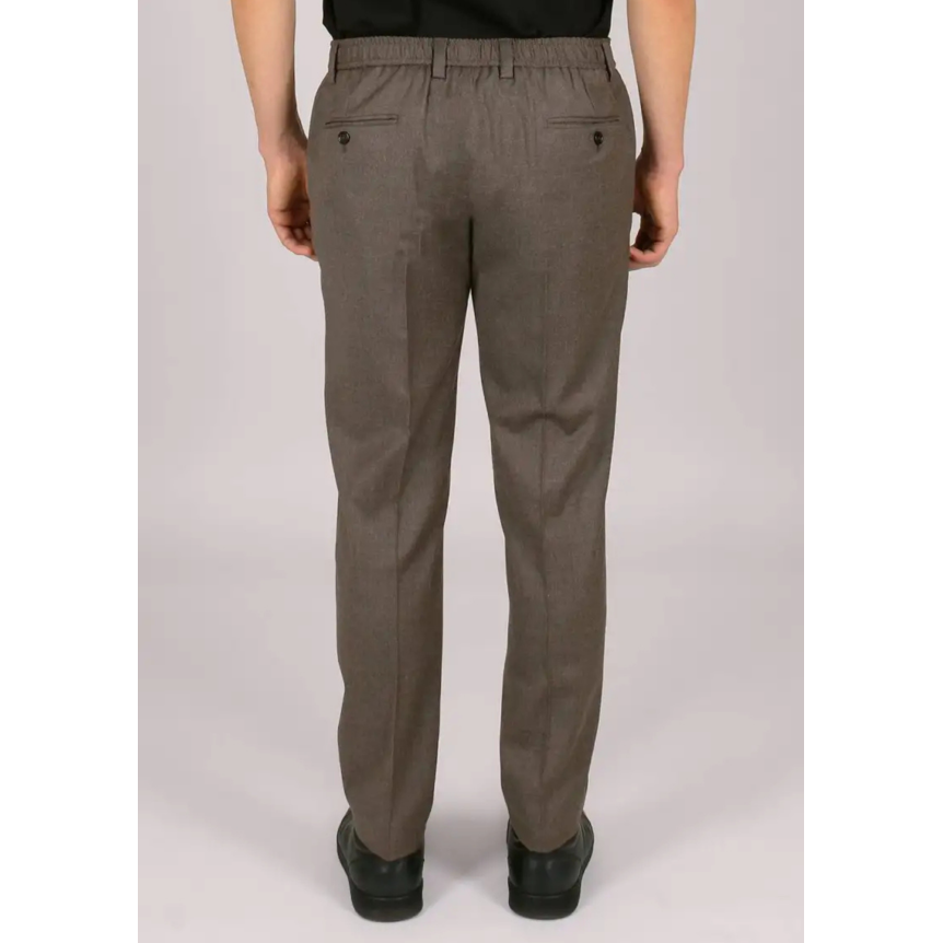 Pantalon DOLCE & GABBANA flanelle laine vierge beige grisé dos taille élastique