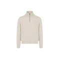 Pull col montant zippé cachemire laine écru