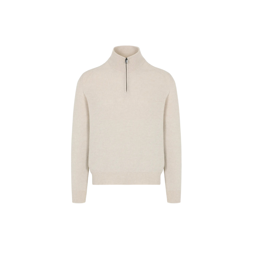 Pull BRIONI col montant zippé cachemire laine écru