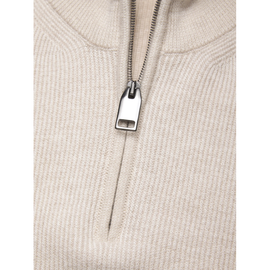 Pull BRIONI col montant zippé cachemire laine écru