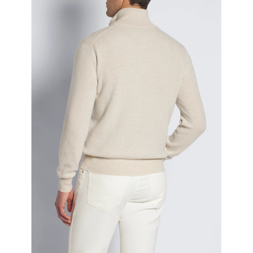 Pull BRIONI col montant zippé cachemire laine écru