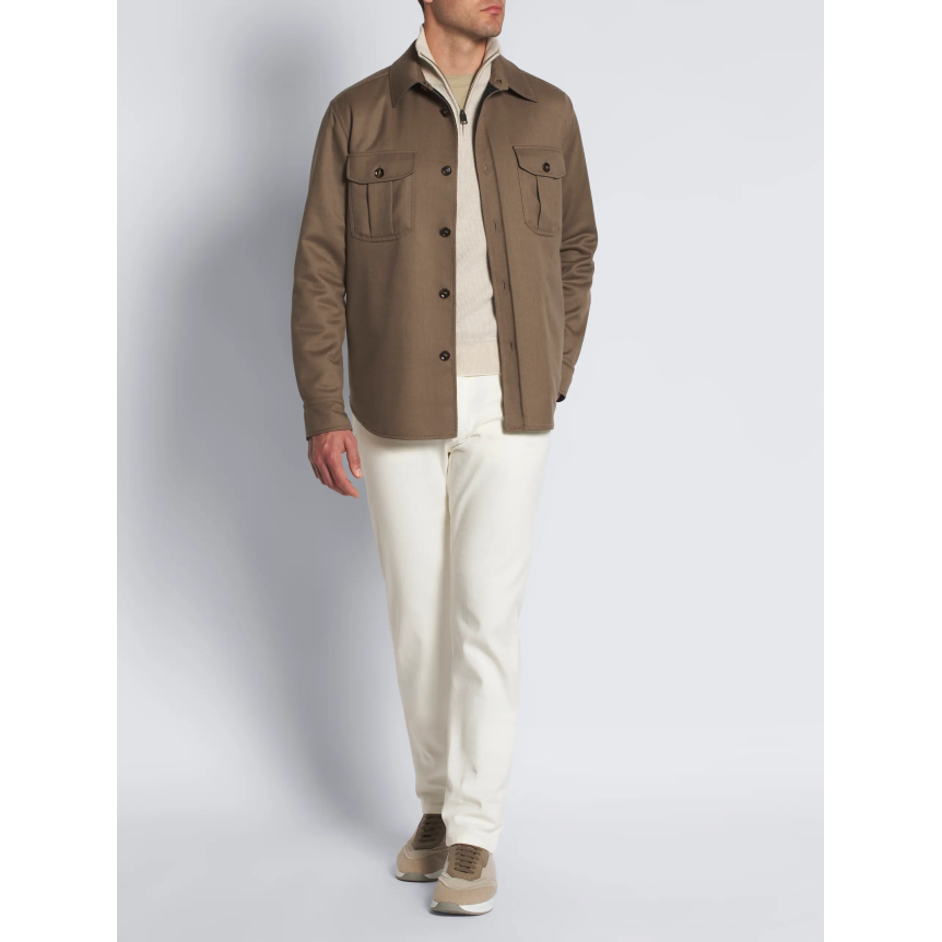 Pull BRIONI col montant zippé cachemire laine écru