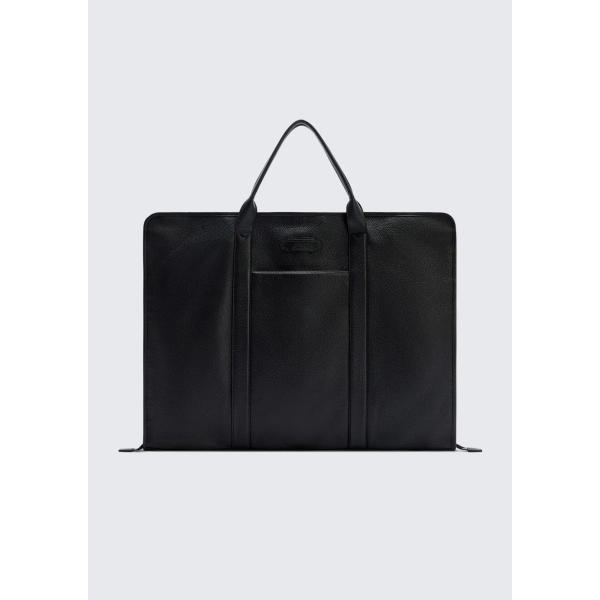 Housse à vêtement BRIONI Valise en cuir de veau imprimé daim gris anthracite