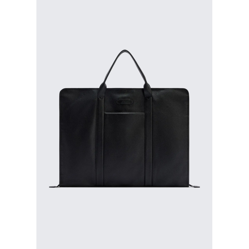 Housse à vêtement BRIONI Valise en cuir de veau imprimé daim gris anthracite