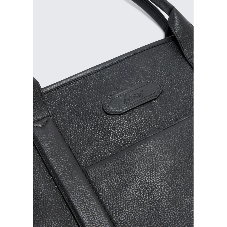 Housse à vêtement BRIONI Valise en cuir de veau imprimé daim gris anthracite