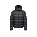 Doudoune courte à capuche Ravenlock nylon bleu marine bande tricolore manche