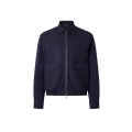 Blouson zippé à col en laine feutrée et cachemire stretch bleu marine