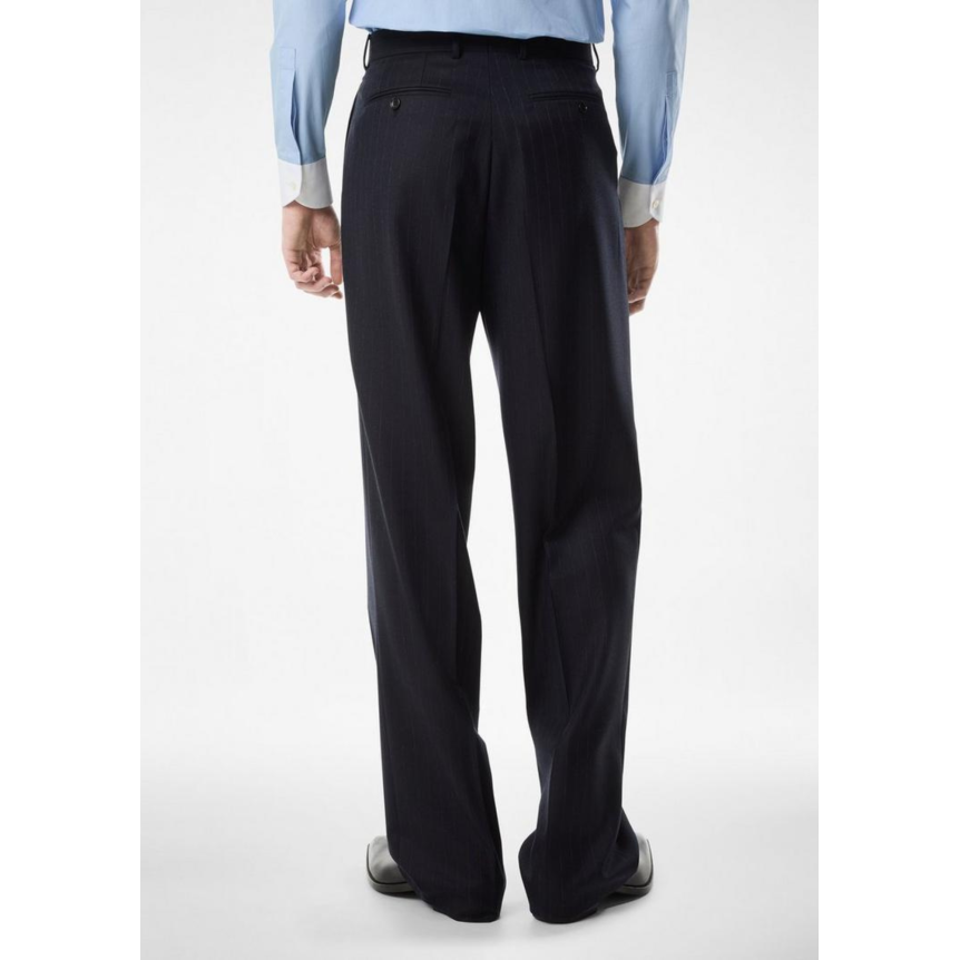 Pantalon de costume TOM FORD Colbert taille haute sergé de laine bleu marine rayures tennis