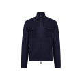 Cardigan zippé col roulé laine vierge bleu marine Grenoble Collection