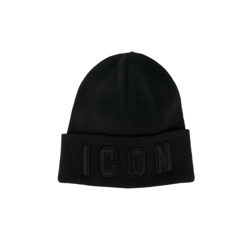 Bonnet laine logo ICON noir