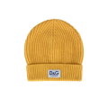 Bonnet laine vierge maille cotelée patch logo D&G jaune