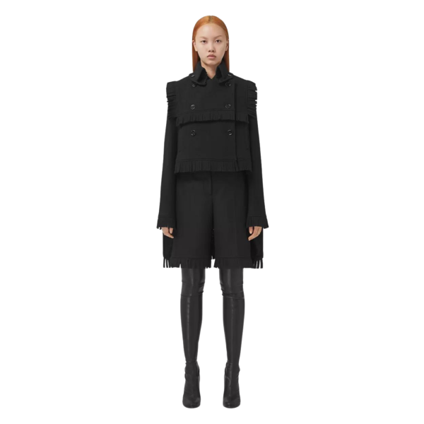 Bermuda flanelle noire franges