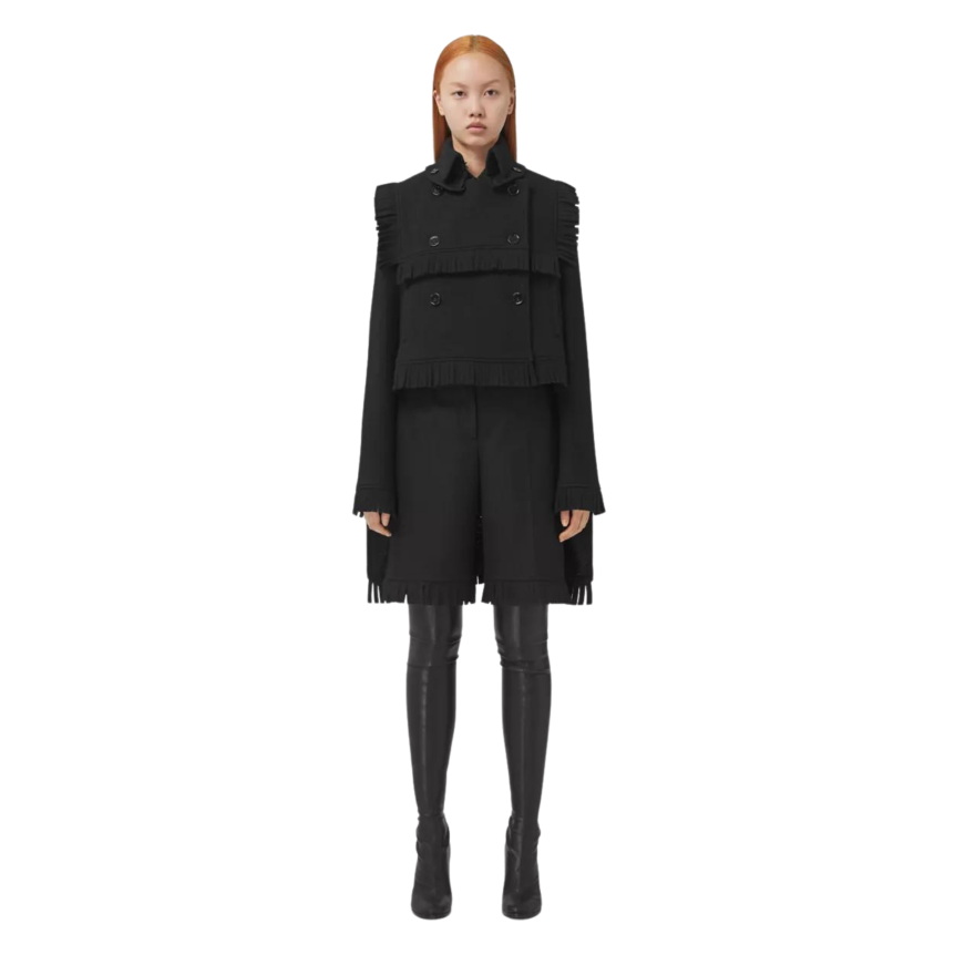 Bermuda flanelle noire franges