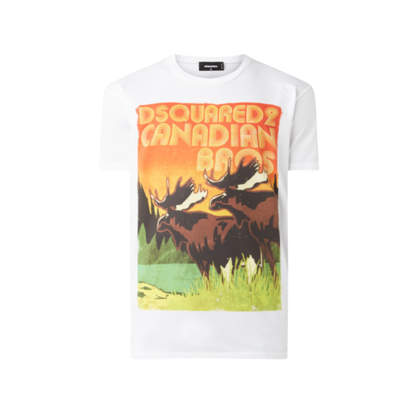 T-shirt coton blanc imprimé Canadian bros Elans