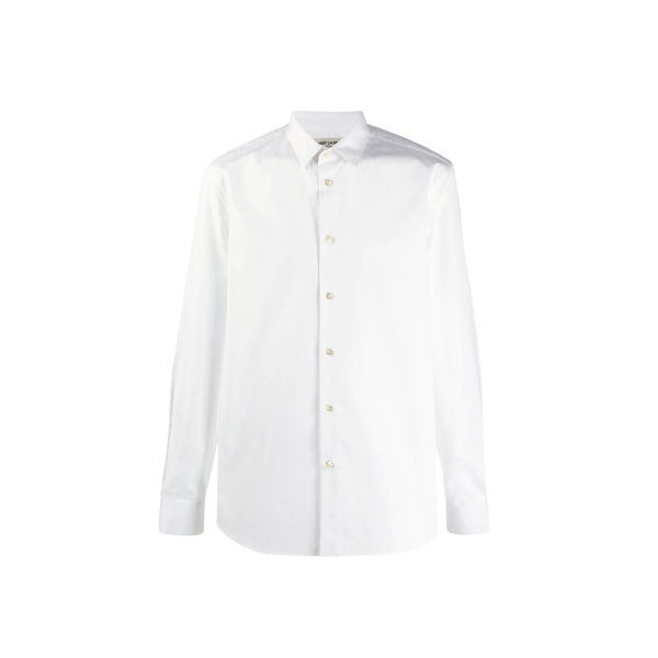 Chemise manches longues petit col coton blanc