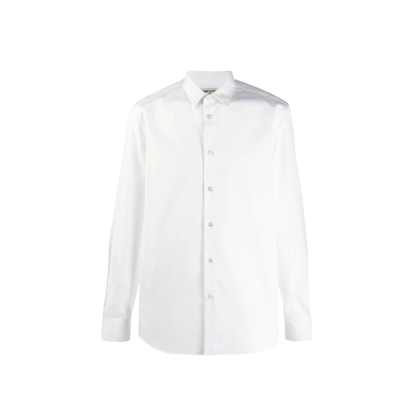 Chemise manches longues petit col coton blanc